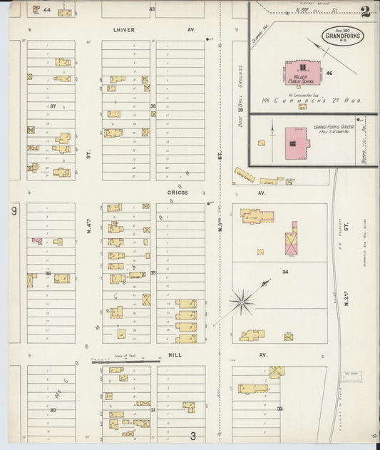 Sanborn Fire Insurance Map from Grand Forks, Grand Forks County, North Dakota (1897), Sheet #0002 - Historic Sanborn Fire Insurance Map Print, vintage old map wall art, antique decor, genealogy gift, North Dakota North Dakota map