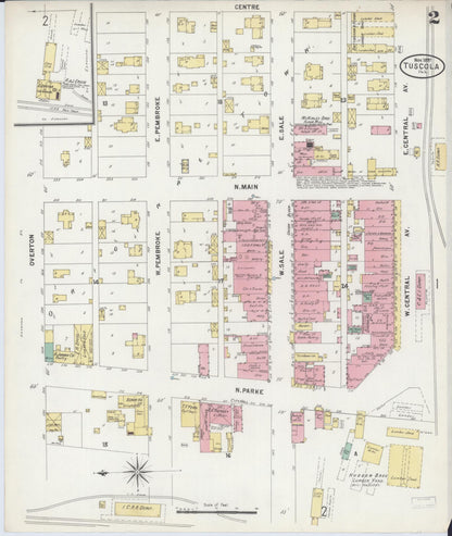 Sanborn Fire Insurance Map from Tuscola, Douglas County, Illinois (1897), Sheet #0002 - Historic Sanborn Fire Insurance Map Print, vintage old map wall art, antique decor, genealogy gift, Illinois Illinois map