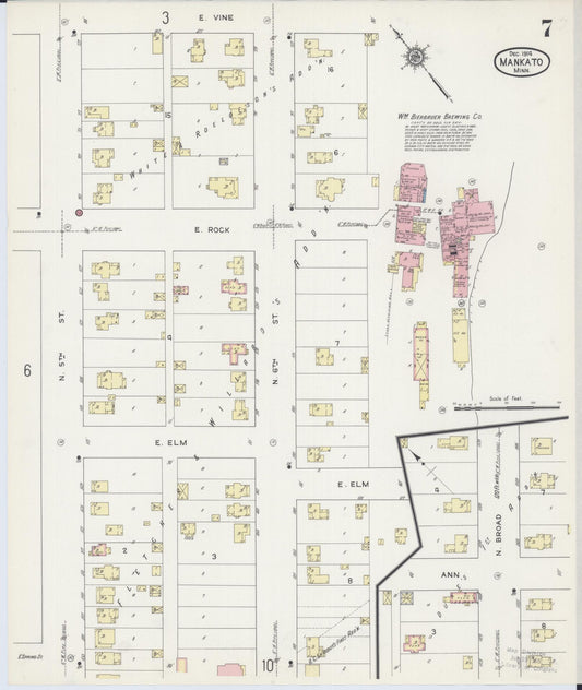 Sanborn Fire Insurance Map from Mankato, Blue Earth County, Minnesota (1914), Sheet #0007 - Historic Sanborn Fire Insurance Map Print, vintage old map wall art, antique decor, genealogy gift, Minnesota Minnesota map