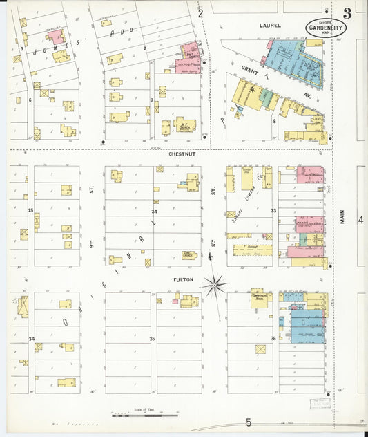 Sanborn Fire Insurance Map from Garden City, Finney County, Kansas (1899), Sheet #0003 - Historic Sanborn Fire Insurance Map Print, vintage old map wall art, antique decor, genealogy gift, Kansas Kansas map