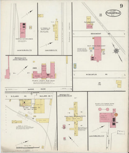Sanborn Fire Insurance Map from Pleasantville, Atlantic County, New Jersey (1917), Sheet #0009 - Historic Sanborn Fire Insurance Map Print, vintage old map wall art, antique decor, genealogy gift, New Jersey New Jersey map