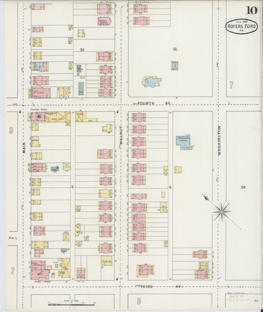 Sanborn Fire Insurance Map from Royersford, Montgomery County, Pennsylvania (1895), Sheet #0010 - Historic Sanborn Fire Insurance Map Print, vintage old map wall art, antique decor, genealogy gift, Pennsylvania Pennsylvania map