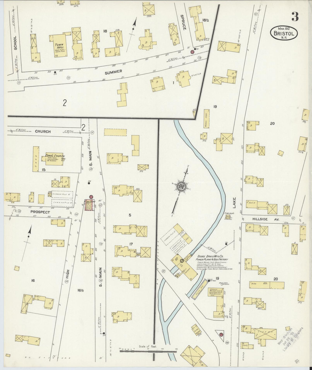 Sanborn Fire Insurance Map from Bristol, Grafton County, New Hampshire (1912), Sheet #0003 - Historic Sanborn Fire Insurance Map Print, vintage old map wall art, antique decor, genealogy gift, New Hampshire New Hampshire map
