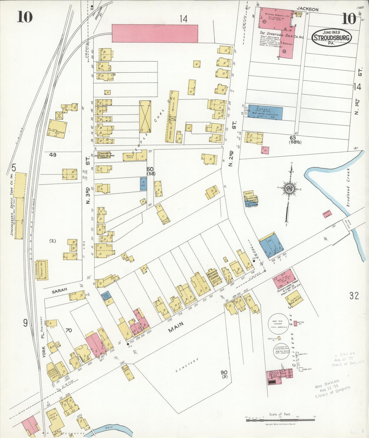 Sanborn Fire Insurance Map from Stroudsburg, Monroe County, Pennsylvania (1923), Sheet #0010 - Complete Map Set gallery image, historic Sanborn map, vintage wall art, Pennsylvania Pennsylvania