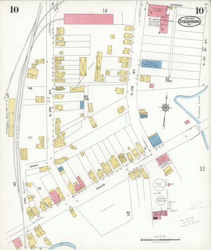 Sanborn Fire Insurance Map from Stroudsburg, Monroe County, Pennsylvania (1923), Sheet #0010 - Complete Map Set gallery image, historic Sanborn map, vintage wall art, Pennsylvania Pennsylvania