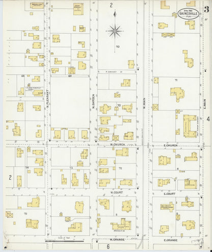 Sanborn Fire Insurance Map from Gainesville, Alachua County, Florida (1903), Sheet #0003 - Complete Map Set gallery image, historic Sanborn map, vintage wall art, Florida Florida