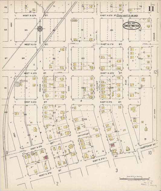 Sanborn Fire Insurance Map from Sweetwater, Nolan County, Texas (1922), Sheet #0011 - Historic Sanborn Fire Insurance Map Print, vintage old map wall art, antique decor, genealogy gift, Texas Texas map