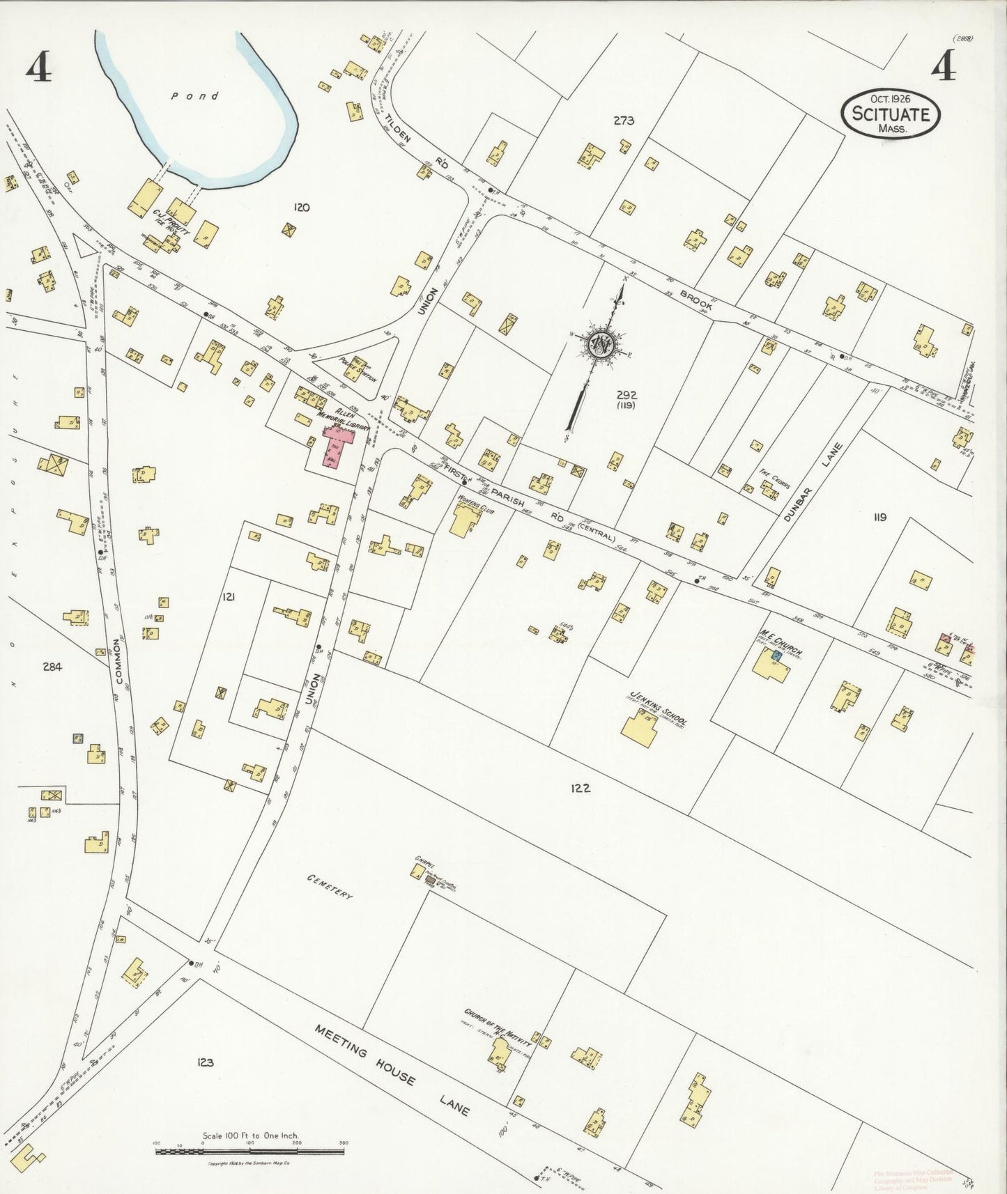 Sanborn Fire Insurance Map from Scituate, Plymouth County, Massachusetts (1926), Sheet #0004 - Complete Map Set gallery image, historic Sanborn map, vintage wall art, Massachusetts Massachusetts