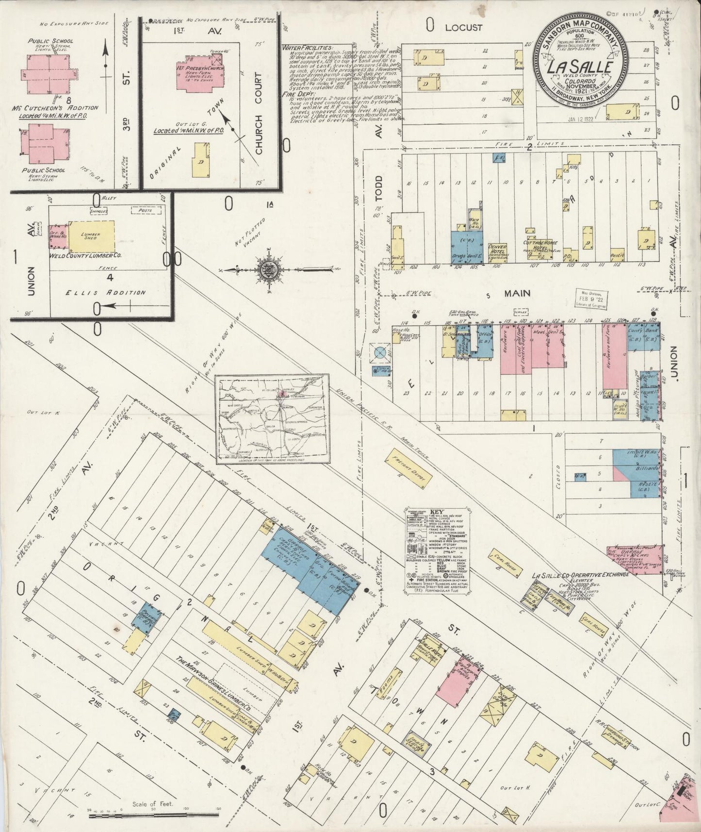 Sanborn Fire Insurance Map from La Salle, Weld County, Colorado (1921), Sheet #0001 - Historic Sanborn Fire Insurance Map Print, vintage old map wall art, antique decor, genealogy gift, Colorado Colorado map
