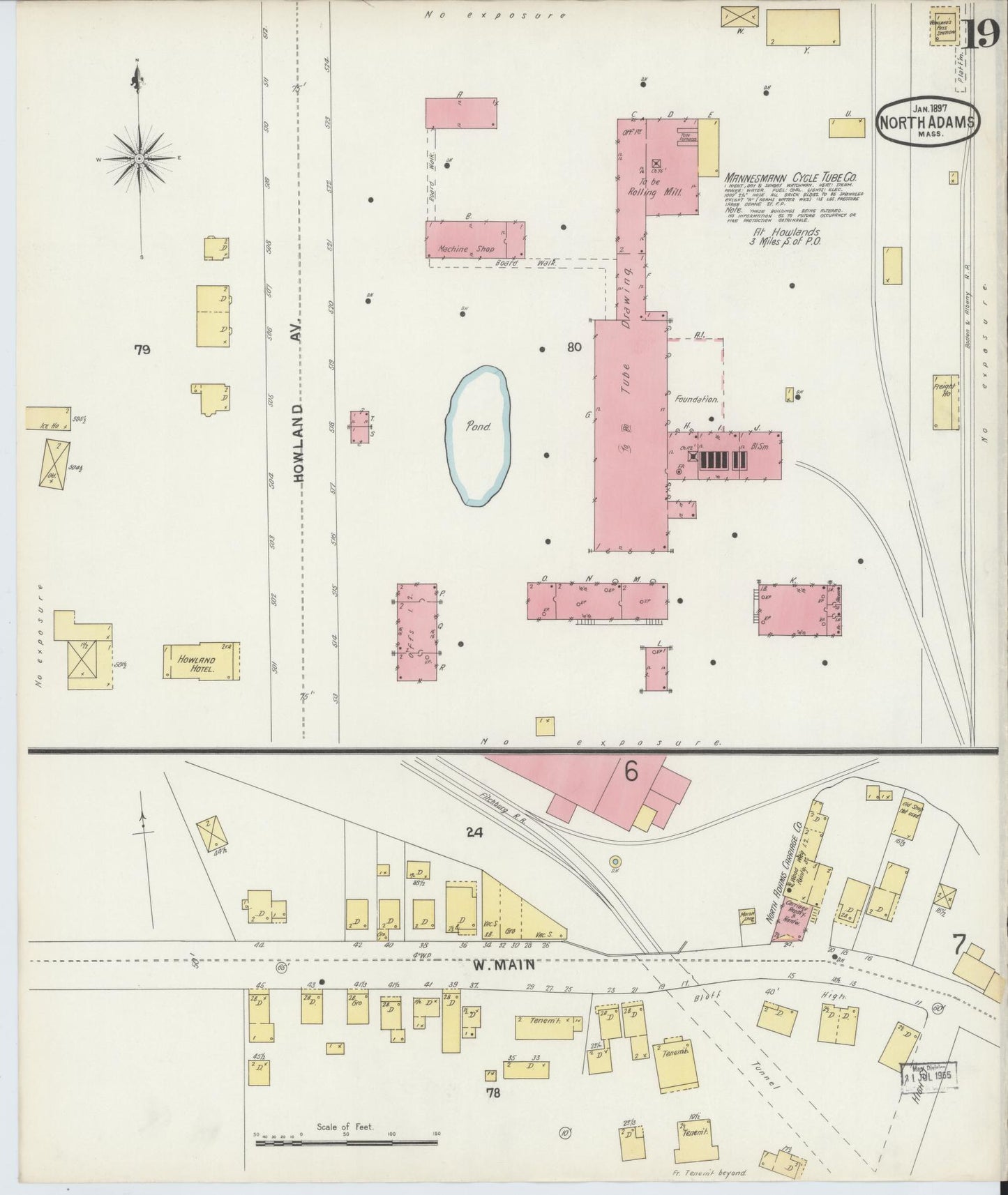Sanborn Fire Insurance Map from North Adams, Berkshire County, Massachusetts (1897), Sheet #0019 - Historic Sanborn Fire Insurance Map Print, vintage old map wall art, antique decor, genealogy gift, Massachusetts Massachusetts map