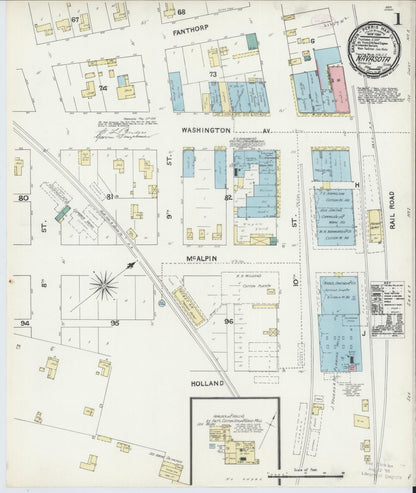 Sanborn Fire Insurance Map from Navasota, Grimes County, Texas (1891), Sheet #0001 - Historic Sanborn Fire Insurance Map Print, vintage old map wall art, antique decor, genealogy gift, Texas Texas map