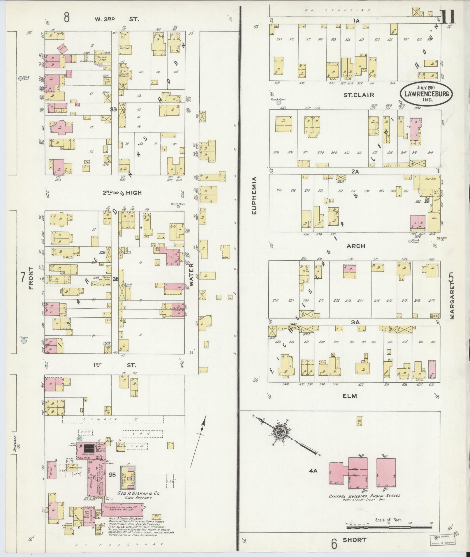 Sanborn Fire Insurance Map from Lawrenceburg, Dearborn County, Indiana (1910), Sheet #0011 - Complete Map Set gallery image, historic Sanborn map, vintage wall art, Indiana Indiana
