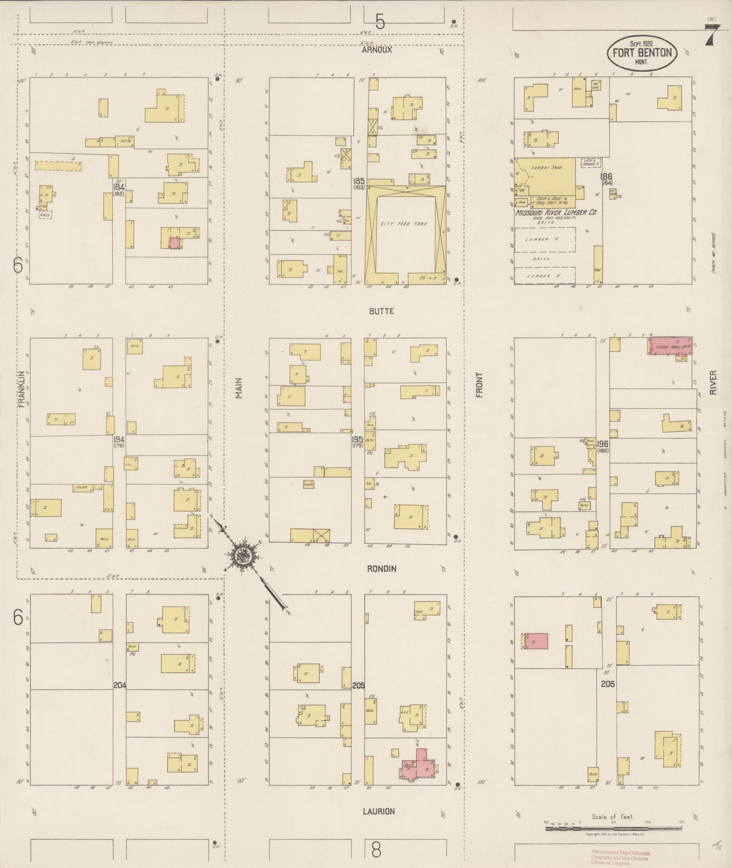 Sanborn Fire Insurance Map from Fort Benton, Chouteau County, Montana (1920), Sheet #0007 - Complete Map Set gallery image, historic Sanborn map, vintage wall art, Montana Montana
