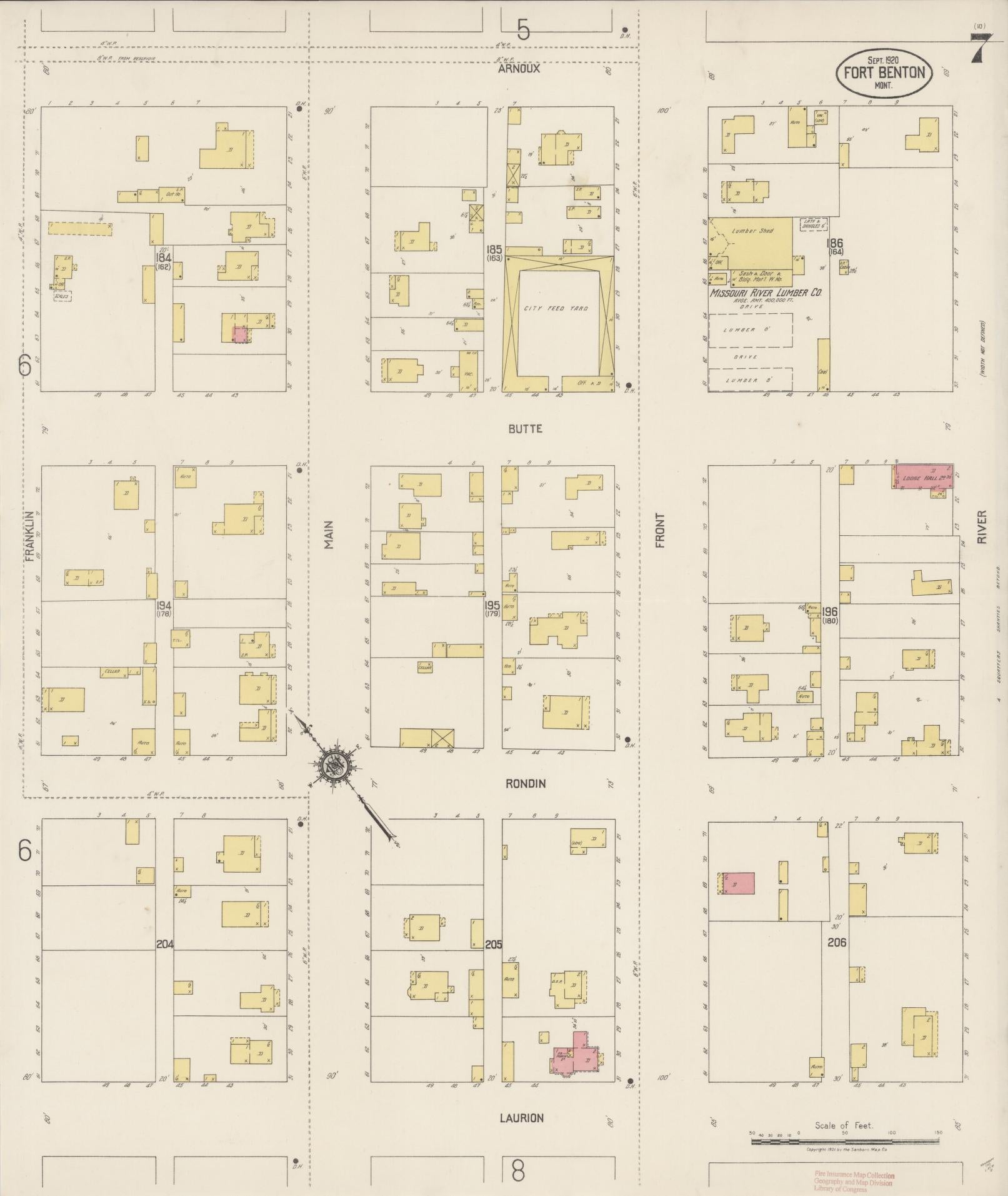 Sanborn Fire Insurance Map from Fort Benton, Chouteau County, Montana (1920), Sheet #0007 - Complete Map Set gallery image, historic Sanborn map, vintage wall art, Montana Montana