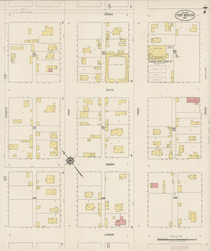 Sanborn Fire Insurance Map from Fort Benton, Chouteau County, Montana (1920), Sheet #0007 - Complete Map Set gallery image, historic Sanborn map, vintage wall art, Montana Montana