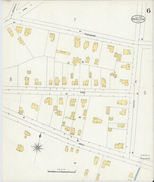 Sanborn Fire Insurance Map from Hamilton, Madison County, New York (1906), Sheet #0006 - Historic Sanborn Fire Insurance Map Print, vintage old map wall art, antique decor, genealogy gift, New York New York map
