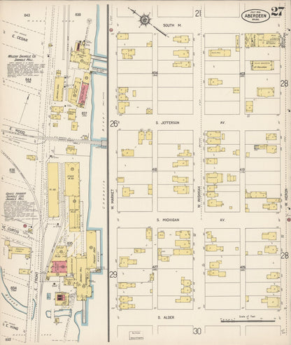Sanborn Fire Insurance Map from Aberdeen, Grays Harbor County, Washington (1914), Sheet #0027 - Complete Map Set gallery image, historic Sanborn map, vintage wall art, Washington Washington