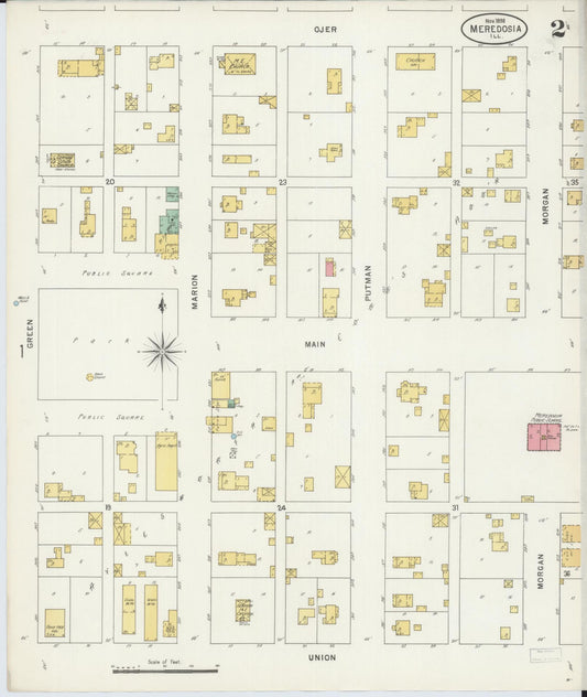 Sanborn Fire Insurance Map from Meredosia, Morgan County, Illinois (1898), Sheet #0002 - Historic Sanborn Fire Insurance Map Print, vintage old map wall art, antique decor, genealogy gift, Illinois Illinois map
