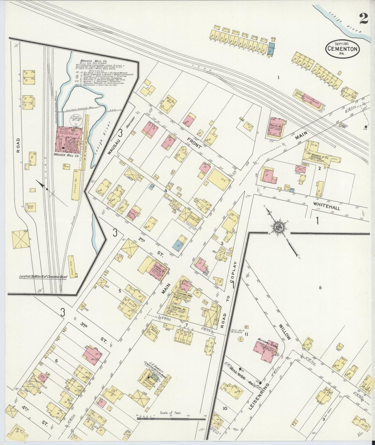 Sanborn Fire Insurance Map from Cementon, Lehigh County, Pennsylvania (1911), Sheet #0002 - Historic Sanborn Fire Insurance Map Print, vintage old map wall art, antique decor, genealogy gift, Pennsylvania Pennsylvania map