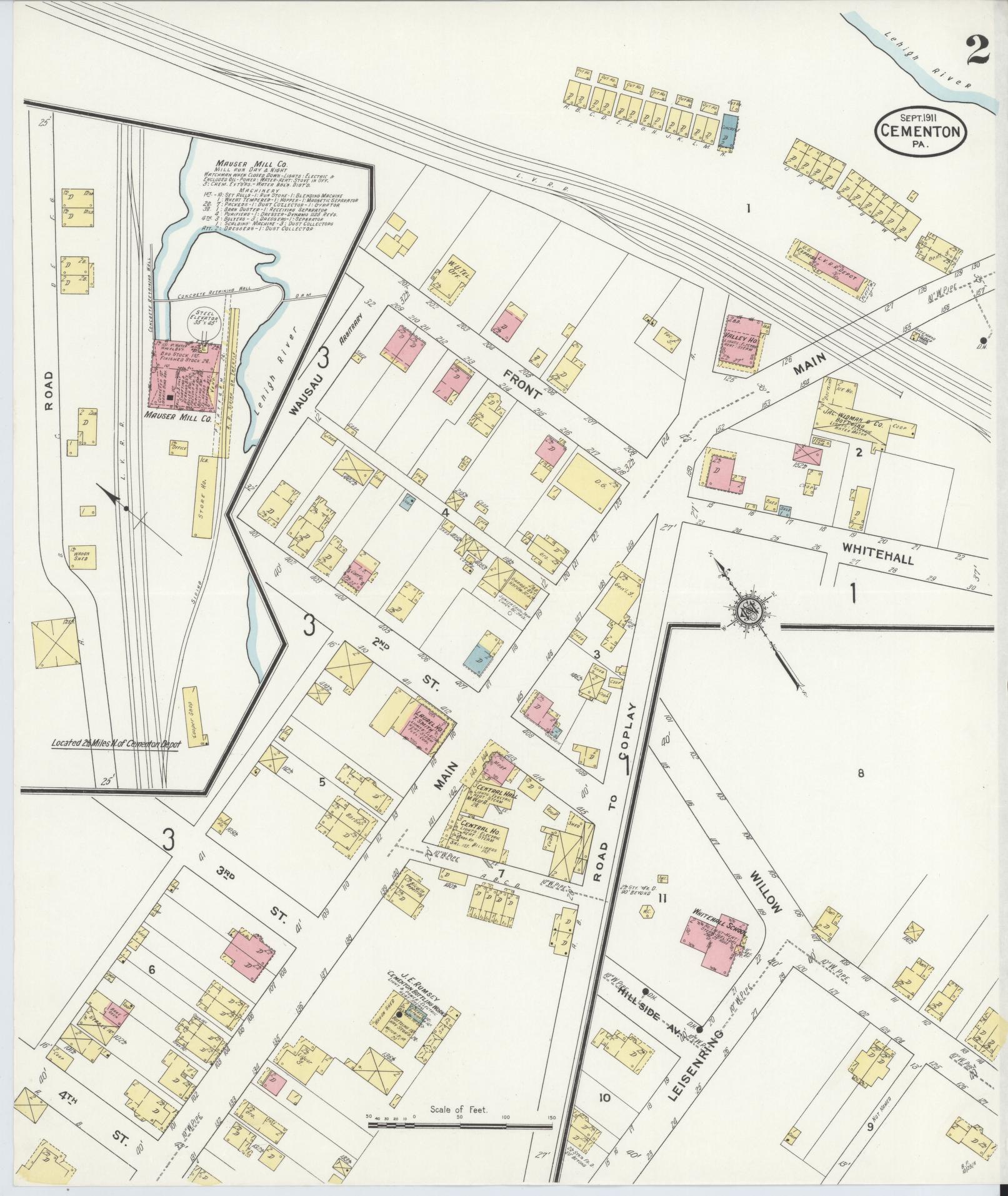 Sanborn Fire Insurance Map from Cementon, Lehigh County, Pennsylvania (1911), Sheet #0002 - Historic Sanborn Fire Insurance Map Print, vintage old map wall art, antique decor, genealogy gift, Pennsylvania Pennsylvania map