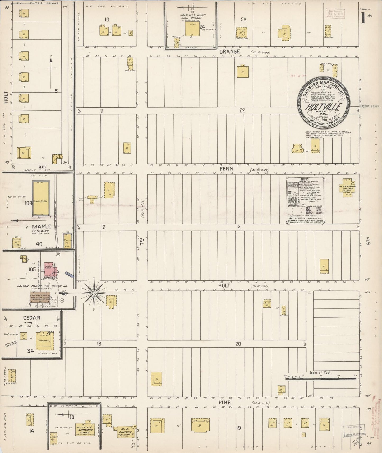 Sanborn Fire Insurance Map from Holtville, Imperial County, California (1910), Sheet #0001 - Complete Map Set gallery image, historic Sanborn map, vintage wall art, California California