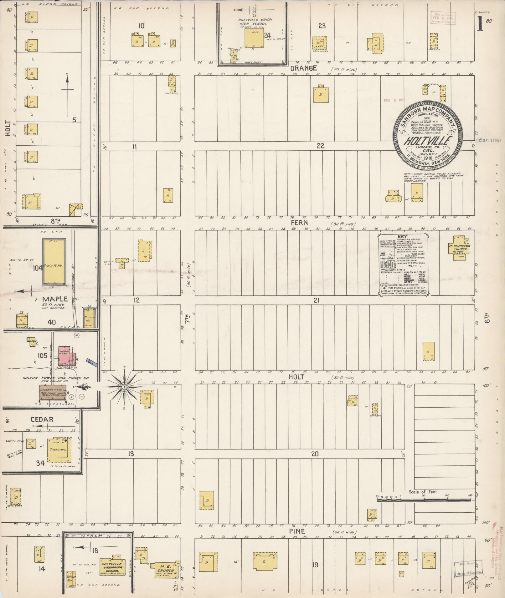 Sanborn Fire Insurance Map from Holtville, Imperial County, California (1910), Sheet #0001 - Complete Map Set gallery image, historic Sanborn map, vintage wall art, California California