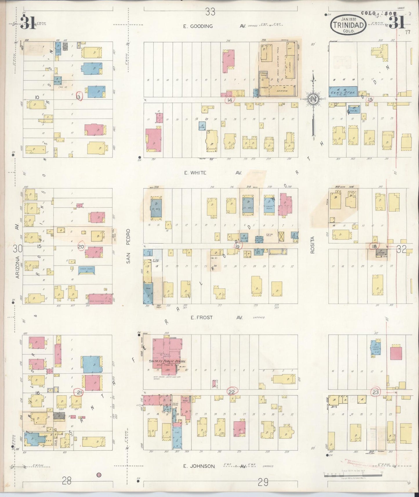 Sanborn Fire Insurance Map from Trinidad, Las Animas County, Colorado (1948), Sheet #0031 - Complete Map Set gallery image, historic Sanborn map, vintage wall art, Colorado Colorado