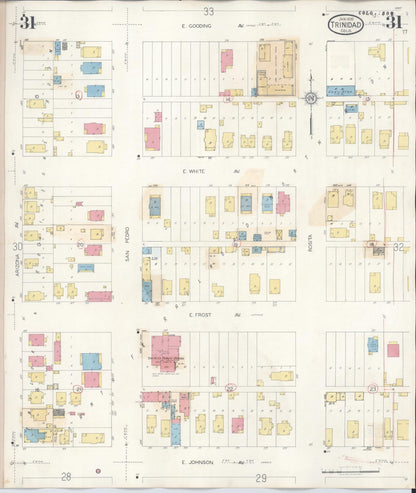 Sanborn Fire Insurance Map from Trinidad, Las Animas County, Colorado (1948), Sheet #0031 - Complete Map Set gallery image, historic Sanborn map, vintage wall art, Colorado Colorado
