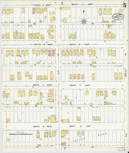 Sanborn Fire Insurance Map from Gas City, Grant County, Indiana (1904), Sheet #0005 - Historic Sanborn Fire Insurance Map Print, vintage old map wall art, antique decor, genealogy gift, Indiana Indiana map