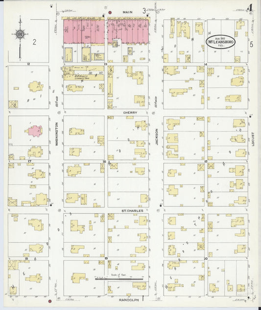 Sanborn Fire Insurance Map from Mcleansboro, Hamilton County, Illinois (1910), Sheet #0004 - Historic Sanborn Fire Insurance Map Print, vintage old map wall art, antique decor, genealogy gift, Illinois Illinois map