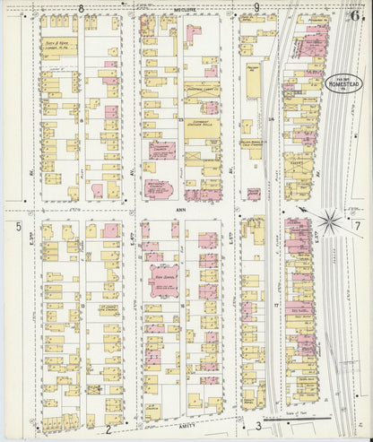 Sanborn Fire Insurance Map from Homestead, Allegheny County, Pennsylvania (1907), Sheet #0006 - Complete Map Set gallery image, historic Sanborn map, vintage wall art, Pennsylvania Pennsylvania