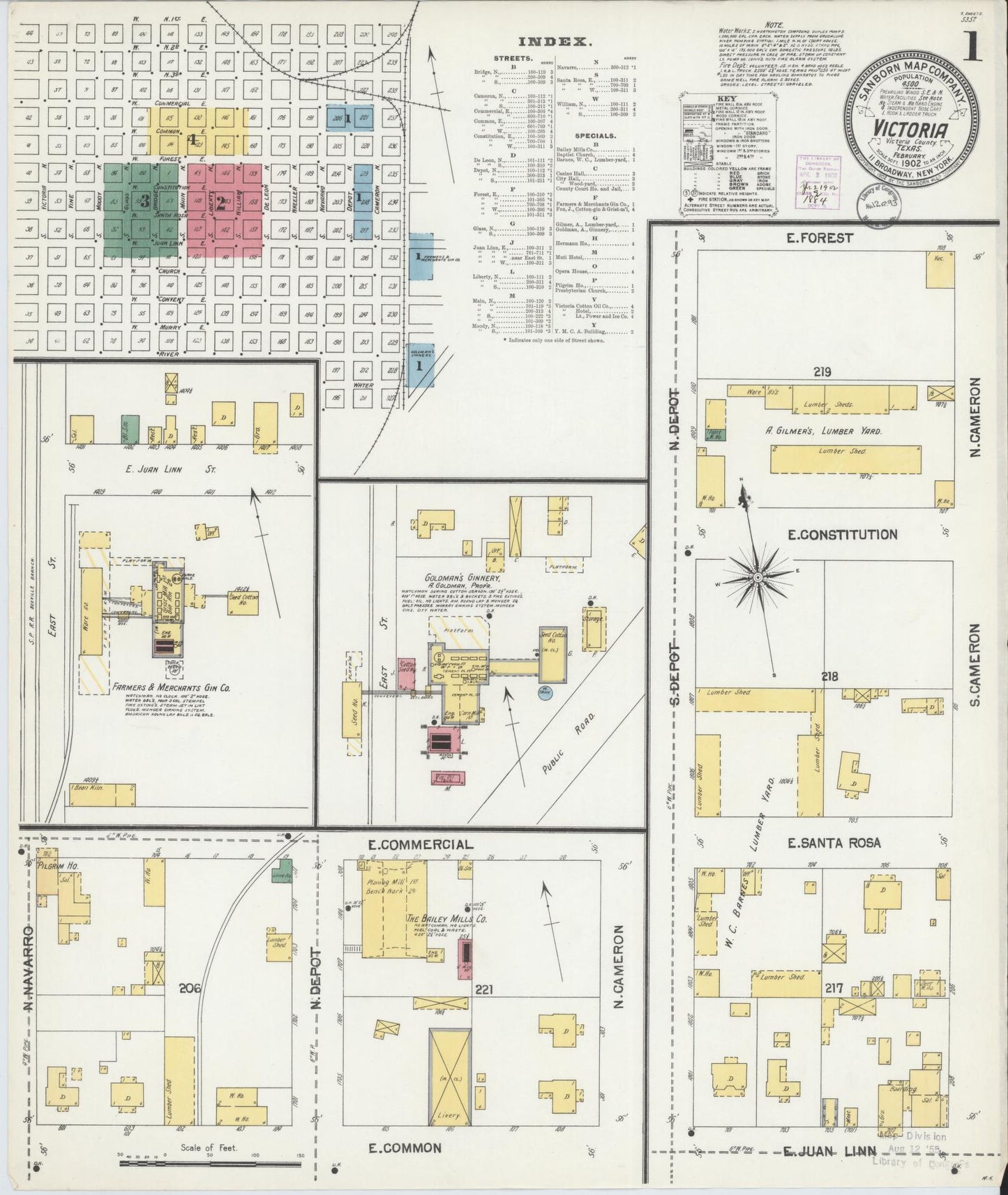 Sanborn Fire Insurance Map from Victoria, Victoria County, Texas. (1902) – Historic Sanborn Fire Insurance Map Print