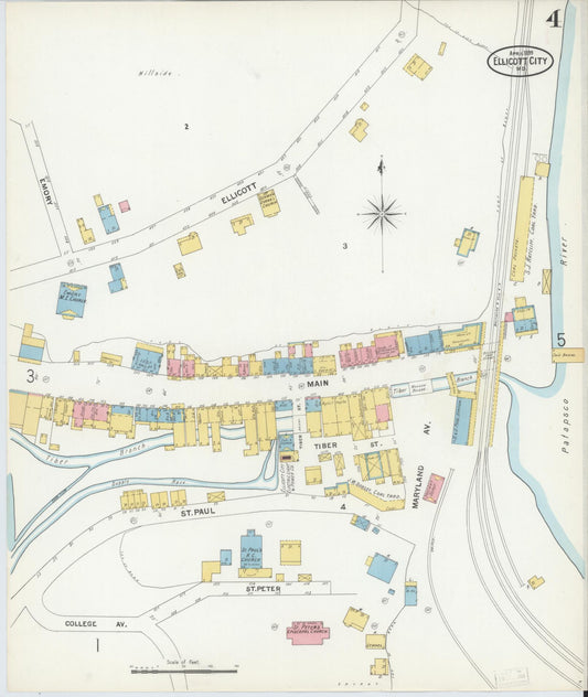 Howard, Maryland - 1899 - Sanborn Fire Insurance Map, Sheet #0004 - Historic Sanborn Fire Insurance Map Print, Howard Maryland 1899 0004 vintage old map wall art