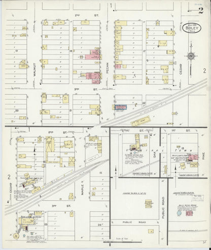 Sanborn Fire Insurance Map from Boley, Okfuskee County, Oklahoma (1914), Sheet #0002 - Complete Map Set gallery image, historic Sanborn map, vintage wall art, Oklahoma Oklahoma