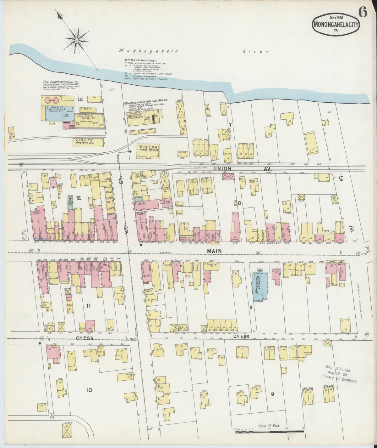 Sanborn Fire Insurance Map from Monongahela City, Washington County, Pennsylvania (1895), Sheet #0006 - Complete Map Set gallery image, historic Sanborn map, vintage wall art, Pennsylvania Pennsylvania