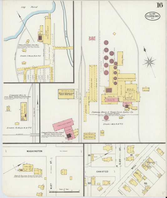 Sanborn Fire Insurance Map from Corning, Steuben County, New York (1898), Sheet #0016 - Historic Sanborn Fire Insurance Map Print, vintage old map wall art, antique decor, genealogy gift, New York New York map