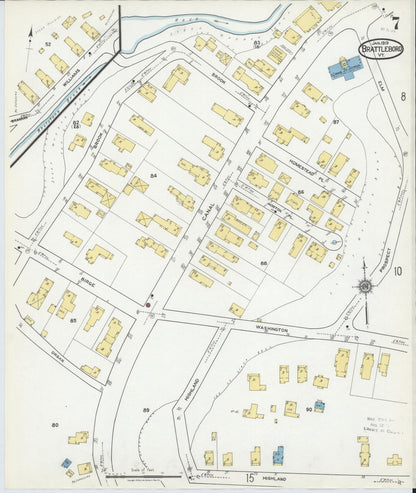 Sanborn Fire Insurance Map from Brattleboro, Windham County, Vermont (1919), Sheet #0007 - Complete Map Set gallery image, historic Sanborn map, vintage wall art, Vermont Vermont