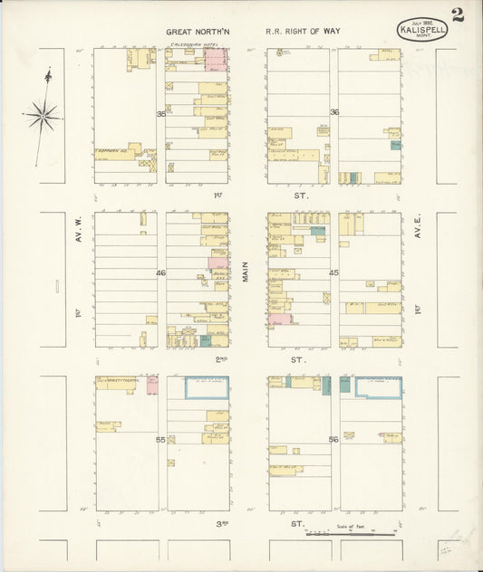 Sanborn Fire Insurance Map from Kalispell, Flathead County, Montana (1892), Sheet #0002 - Historic Sanborn Fire Insurance Map Print, vintage old map wall art, antique decor, genealogy gift, Montana Montana map