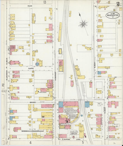 Sanborn Fire Insurance Map from Winchester, Independent Cities, Virginia (1903), Sheet #0002 - Complete Map Set gallery image, historic Sanborn map, vintage wall art, Virginia Virginia