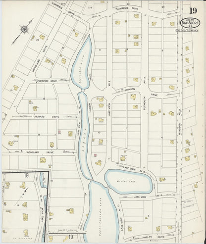 Sanborn Fire Insurance Map from Bay Shore, Suffolk County, New York (1915), Sheet #0019 - Complete Map Set gallery image, historic Sanborn map, vintage wall art, New York New York