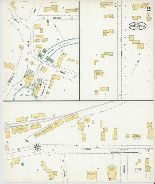 Sanborn Fire Insurance Map from Fort Fairfield, Aroostook County, Maine (1903), Sheet #0002 - Historic Sanborn Fire Insurance Map Print, vintage old map wall art, antique decor, genealogy gift, Maine Maine map