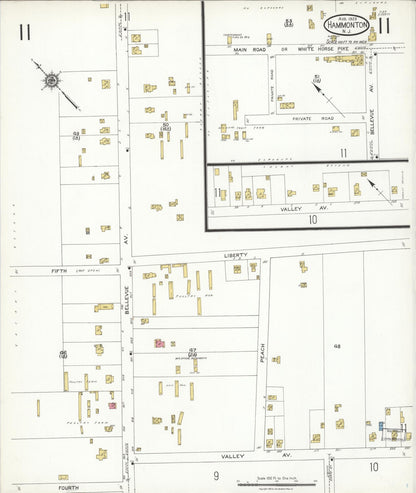 Sanborn Fire Insurance Map from Hammonton, Atlantic County, New Jersey (1923), Sheet #0011 - Complete Map Set gallery image, historic Sanborn map, vintage wall art, New Jersey New Jersey