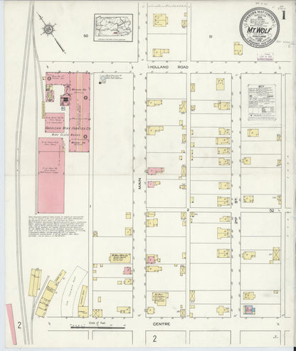 Sanborn Fire Insurance Map from Mount Wolf, York County, Pennsylvania (1913), Sheet #0001 - Complete Map Set gallery image, historic Sanborn map, vintage wall art, Pennsylvania Pennsylvania