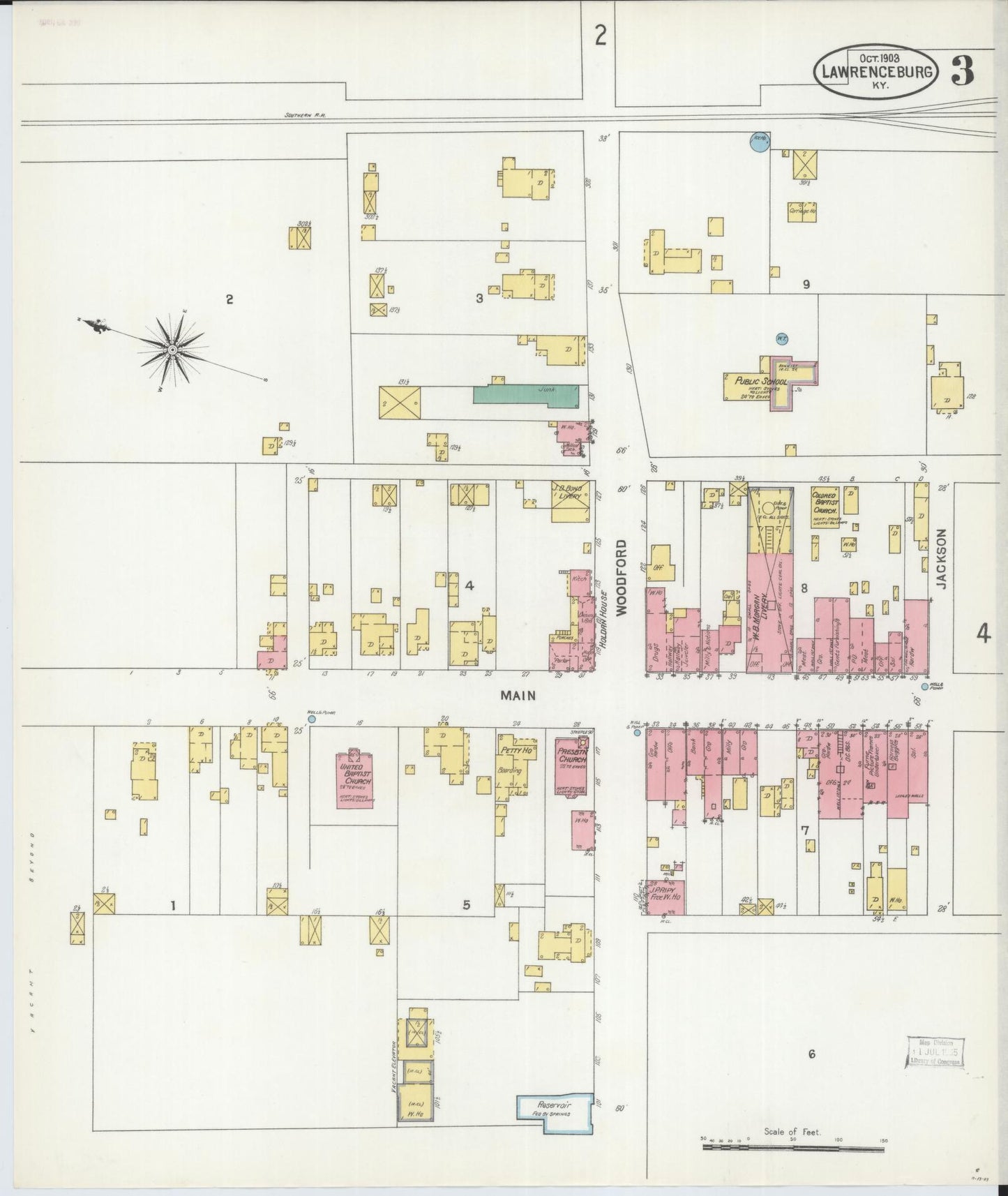 Sanborn Fire Insurance Map from Lawrenceburg, Anderson County, Kentucky (1903), Sheet #0003 - Historic Sanborn Fire Insurance Map Print, vintage old map wall art, antique decor, genealogy gift, Kentucky Kentucky map