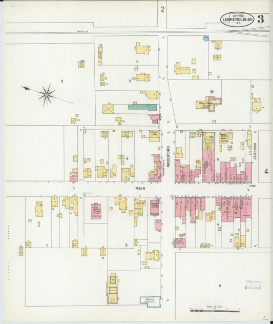 Sanborn Fire Insurance Map from Lawrenceburg, Anderson County, Kentucky (1903), Sheet #0003 - Historic Sanborn Fire Insurance Map Print, vintage old map wall art, antique decor, genealogy gift, Kentucky Kentucky map