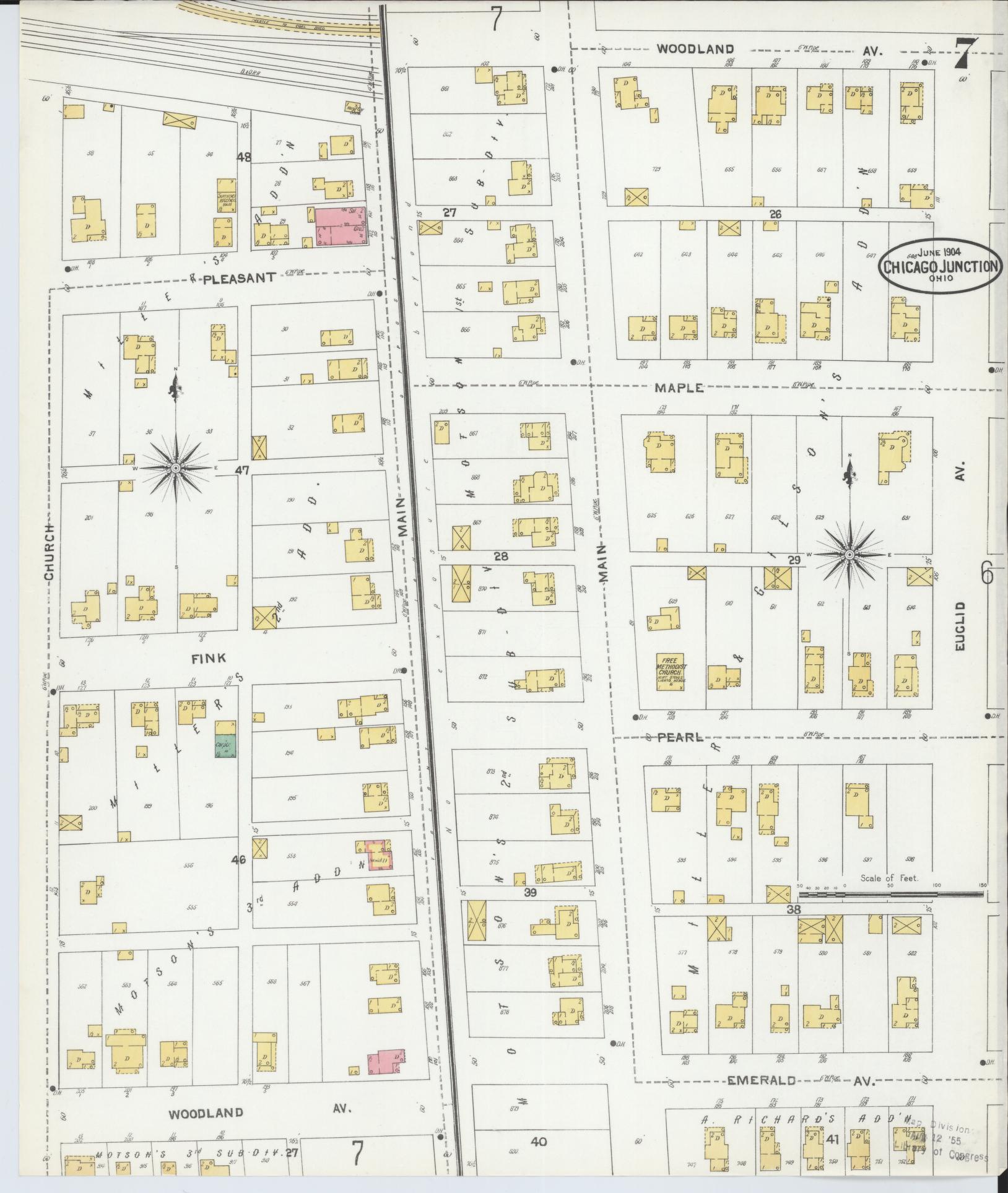 Sanborn Fire Insurance Map from Chicago Junction, Huron County, Ohio (1904), Sheet #0007 - Complete Map Set gallery image, historic Sanborn map, vintage wall art, Ohio Ohio