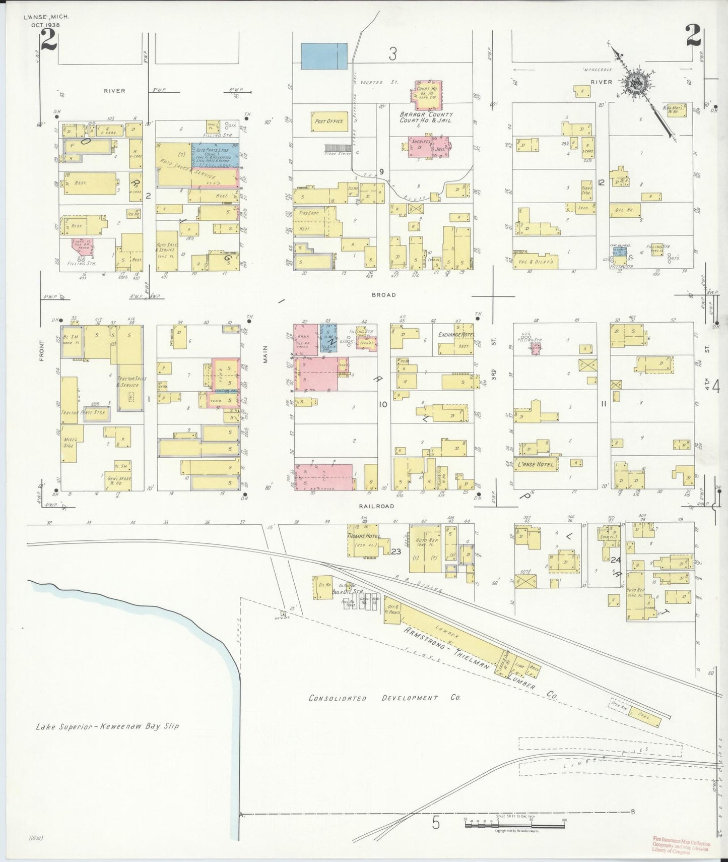 Sanborn Fire Insurance Map from L'Anse, Baraga County, Michigan (1938), Sheet #0002 - Complete Map Set gallery image, historic Sanborn map, vintage wall art, Michigan Michigan