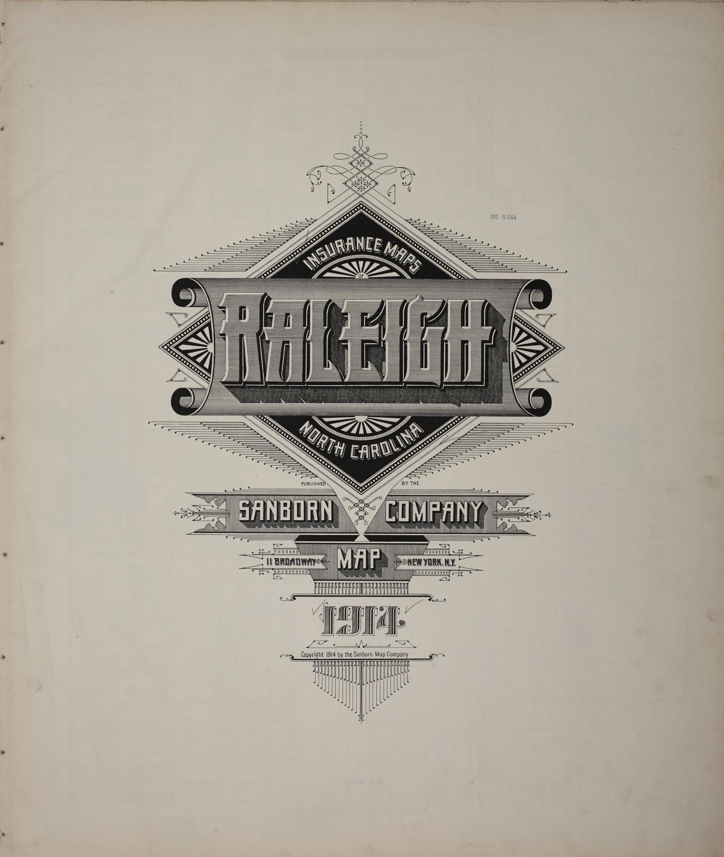 Sanborn Fire Insurance Map from Raleigh, Wake County, North Carolina (1914), Sheet #0001 - Historic Sanborn Fire Insurance Map Print, vintage old map wall art, antique decor, genealogy gift, North Carolina North Carolina map