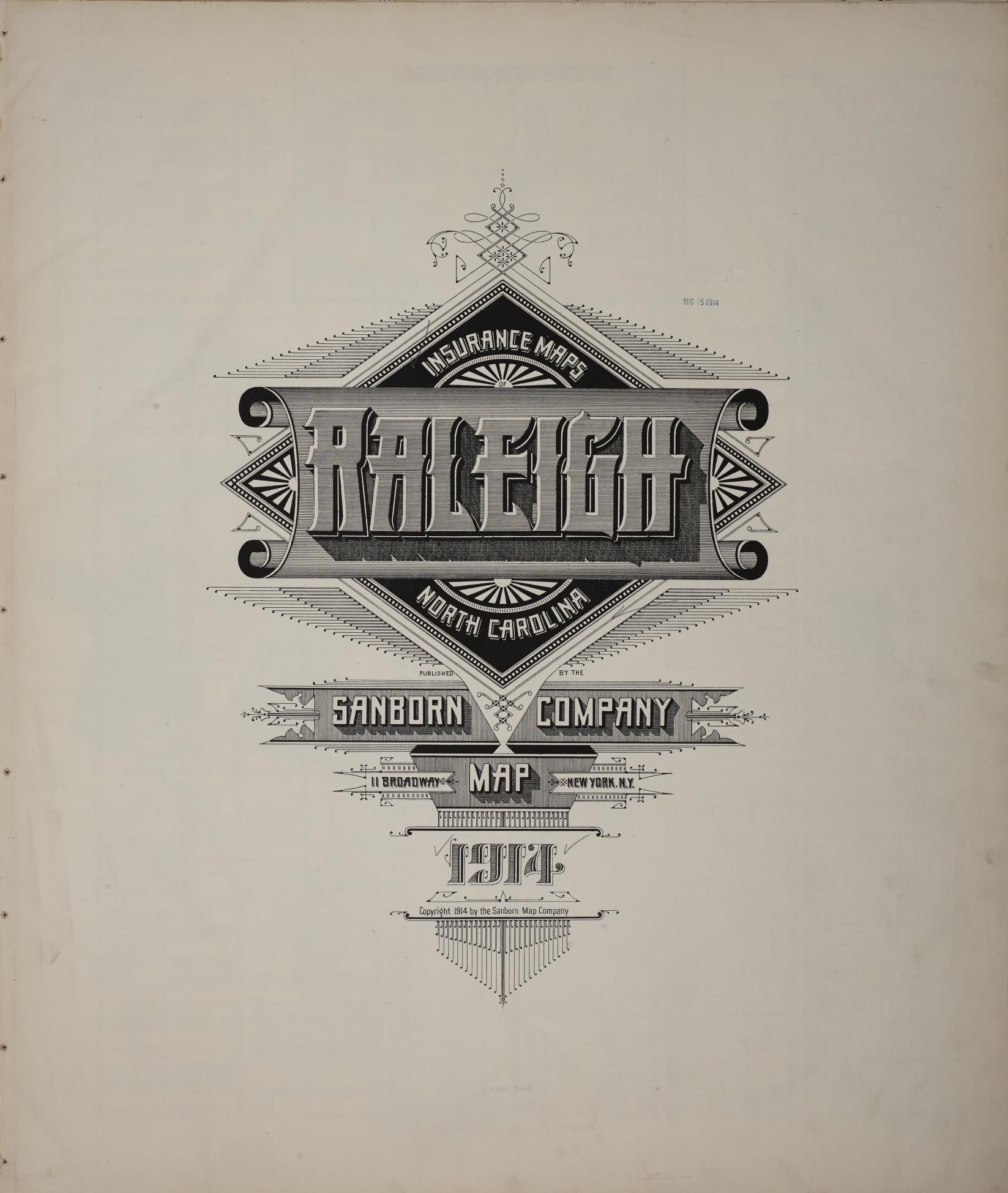 Sanborn Fire Insurance Map from Raleigh, Wake County, North Carolina (1914), Sheet #0001 - Historic Sanborn Fire Insurance Map Print, vintage old map wall art, antique decor, genealogy gift, North Carolina North Carolina map