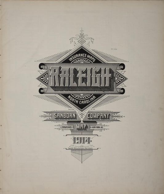 Sanborn Fire Insurance Map from Raleigh, Wake County, North Carolina (1914), Sheet #0001 - Historic Sanborn Fire Insurance Map Print, vintage old map wall art, antique decor, genealogy gift, North Carolina North Carolina map